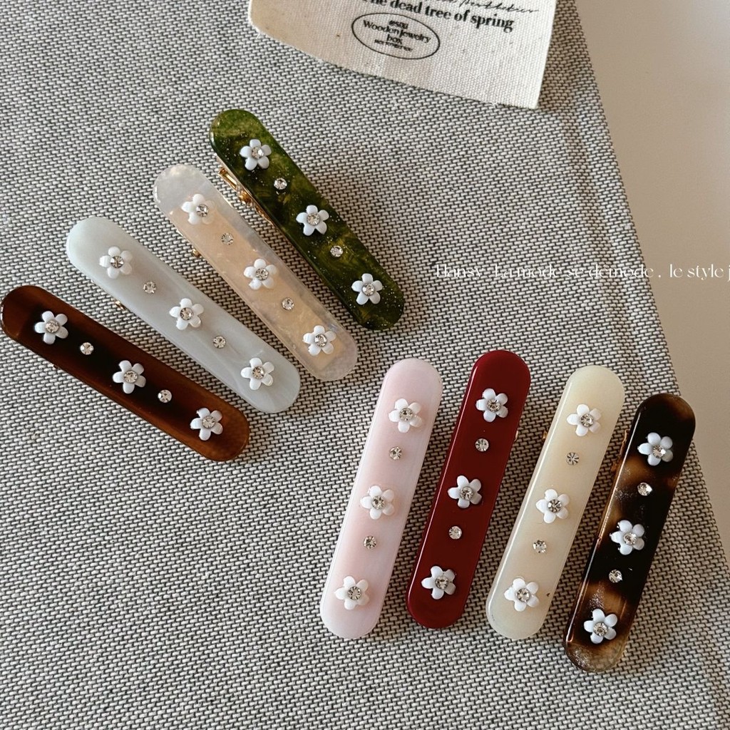 ใหม่ Rhinestones ดอกไม้ Hairpins หญิง Bangs Duckbill คลิป