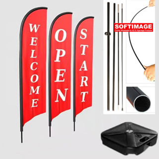 แบนเนอร์ปีกขนาด 3.6 5.6 เมตรพร้อมฐานตั้งถังน้ำ Wing Banner w…