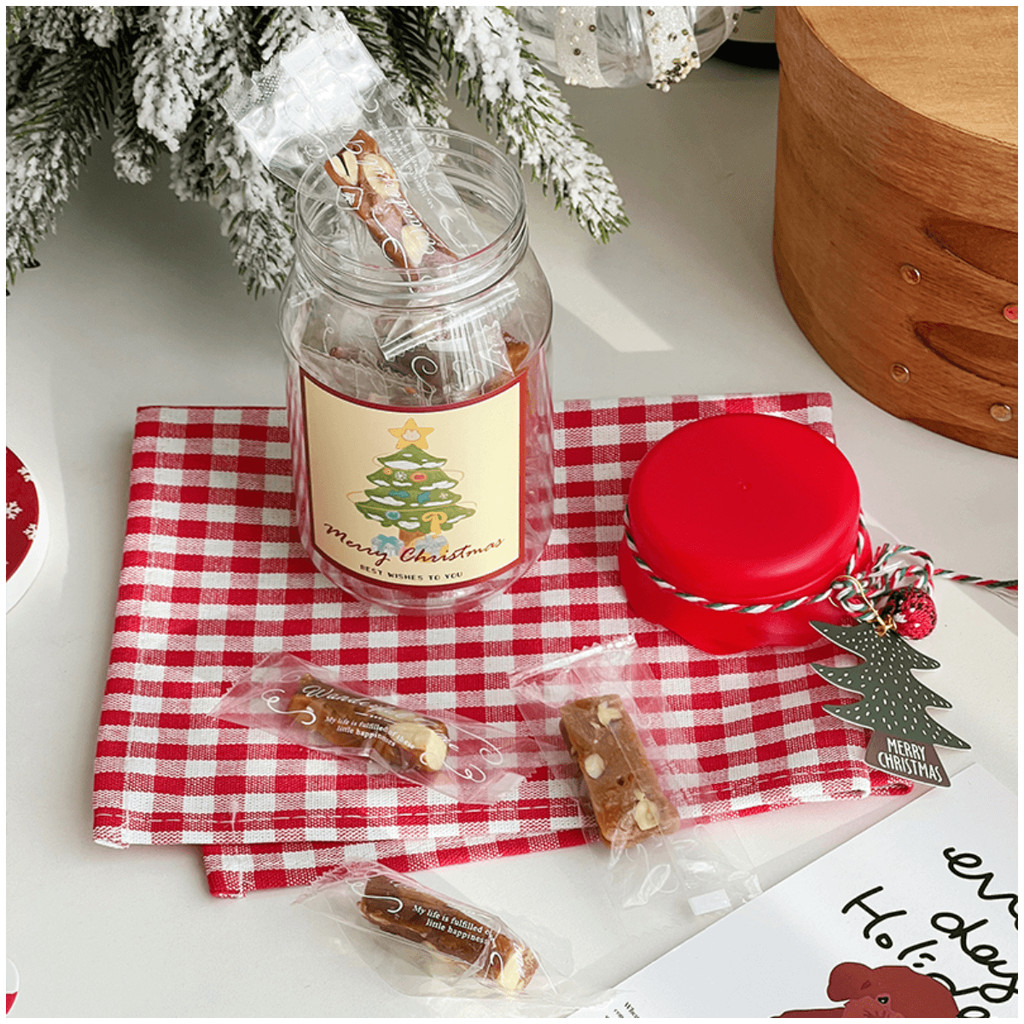{กระโปรงสีแดง} โถสุญญากาศ ขวดบิสกิตสามารถใส่ขวดขนมบิสกิตขนาดเล็ก 200 กรัมบรรจุภัณฑ์คริสต์มาสบรรจุภัณฑ์ปีใหม่บรรจุภัณฑ์อบ