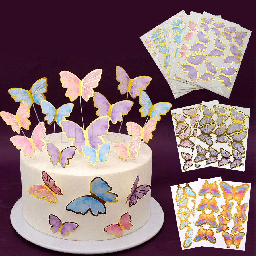 10 ชิ้นผีเสื้อเค้ก Toppers,3D ผีเสื้อ Cupcake Topper Pick สําหรับวันเกิด Baby Shower งานแต่งงานตกแต่งเค้ก