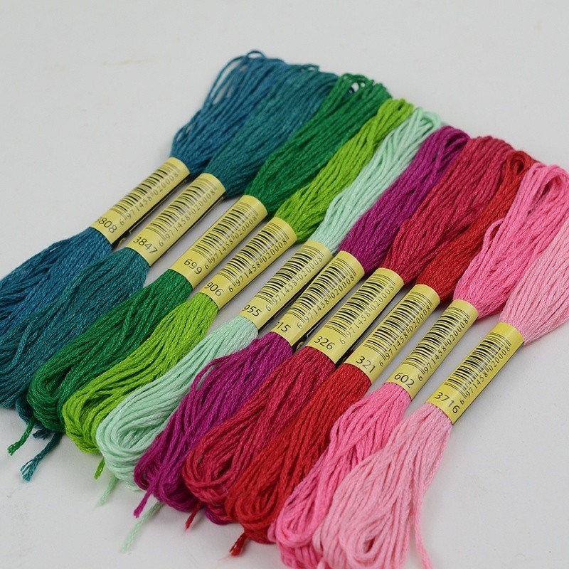 5 Skeins DMC 699 3808 3847 B5200 906 ด้ายปักครอสติสพรีเมี่ยมสีรุ้งเย็บปักถักร้อยไหมขัดฟัน