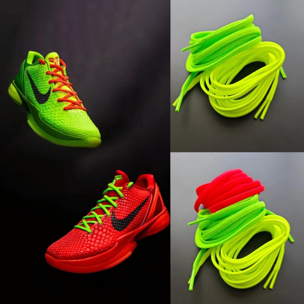 เหมาะสําหรับ Kobe6protro Kobe6 Reverse Green Hornet Shoelace Low-Top Basketball Shoelace Red Fluores