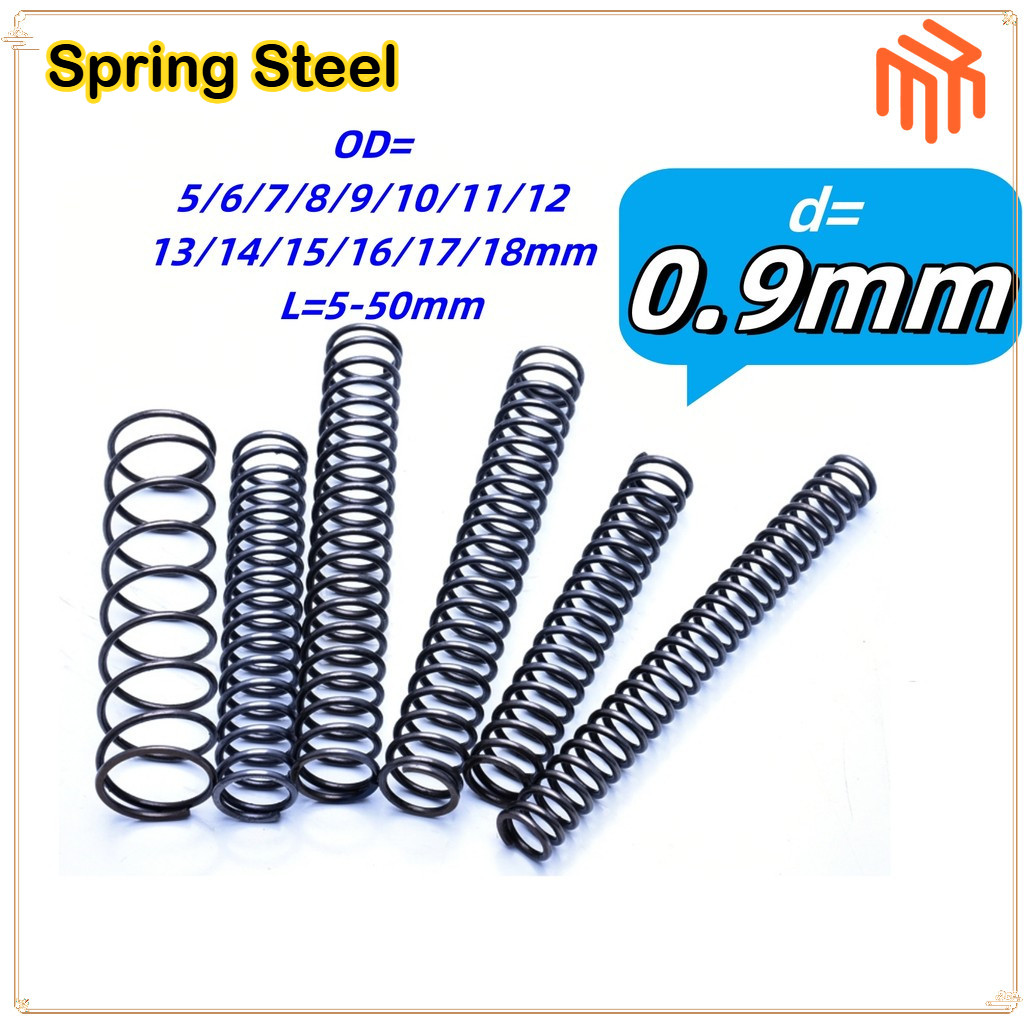 [MX1] สปริงกด-สปริงดัน สปริงอัด สปริงดันทั่วไป เหล็กสปริง 65Mn / 65mn Spring Steel Compression Spring d0.9mm * OD5-18mm * L5-50mm Strong Pressure Return Spring Compression Spring Anti-fatigue