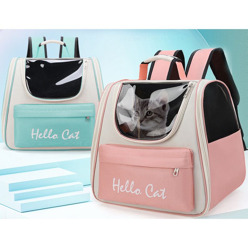 Oxford Double Shoulder PET พับได้และพกพาได้โปร่งใสใหม่ Juyuan สีทึบระบายอากาศได้สบาย Cat BAG