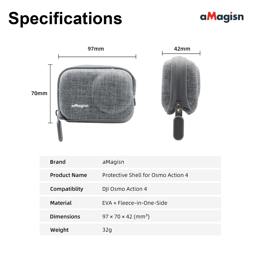 aMagisn  Mini Carry Case DJI Action 5 Pro / 4 / 3  กระเป๋าแบบสวมใส่ กันกระแทก กันน้ำ