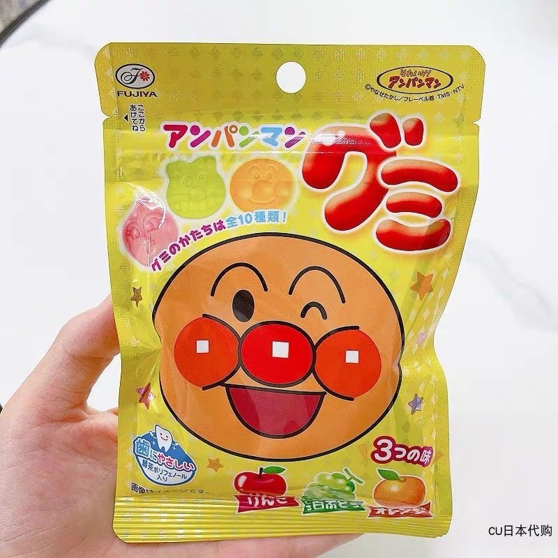 2 ถุงนําเข้าจากญี่ปุ่น Fujiya Anpanman Mouthguard Assorted Fruit Marshmallow QQ Gummy Candy Marshmal