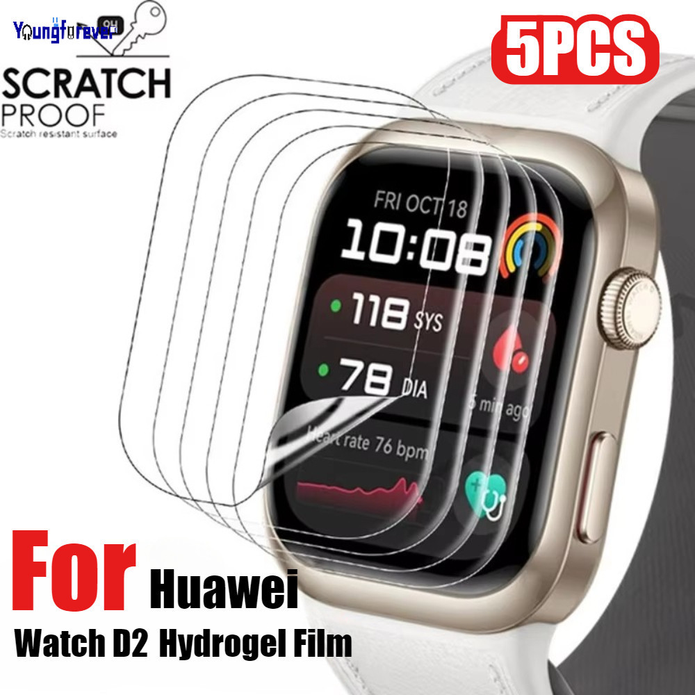 5 ชิ้น Clear HD Full Coverage Hydrogel ฟิล์มสําหรับนาฬิกา Huawei D2 หน้าจอ Anti Scratch Protector ไม่ใช่แก้ว