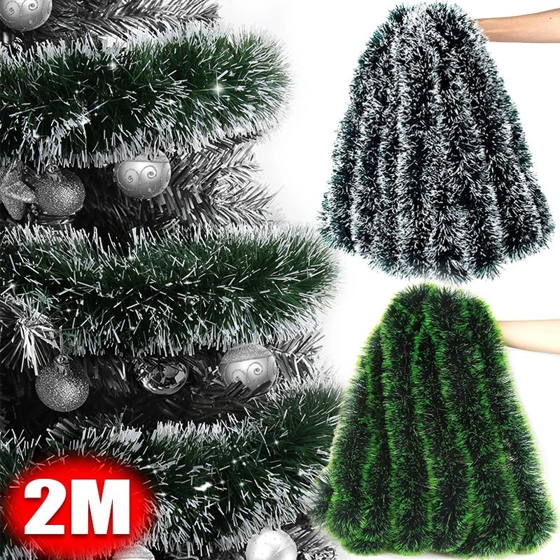 2m สีขาวขอบสีเขียวคริสต์มาสริบบิ้น - แถบตกแต่งคริสต์มาส - DIY ปลอม Creeper สีเขียว Leaf Ivy Vine - พวงหรีดตกแต่งต้นคริสต์มาสสําหรับการประชุมประจําปี, เทศกาลฉลอง