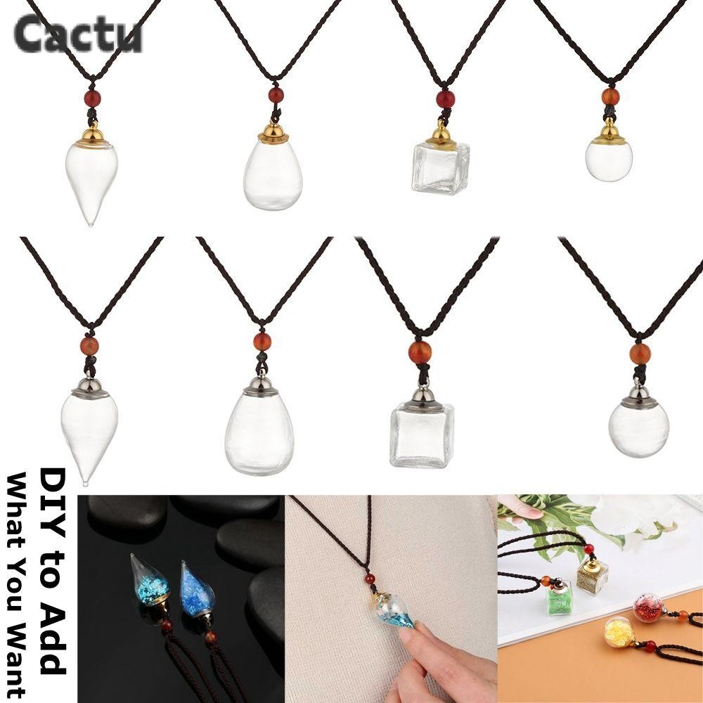 Cactu สร้อยคอแฟชั่น Water Drop Square Shape Oil Diffuser Vial