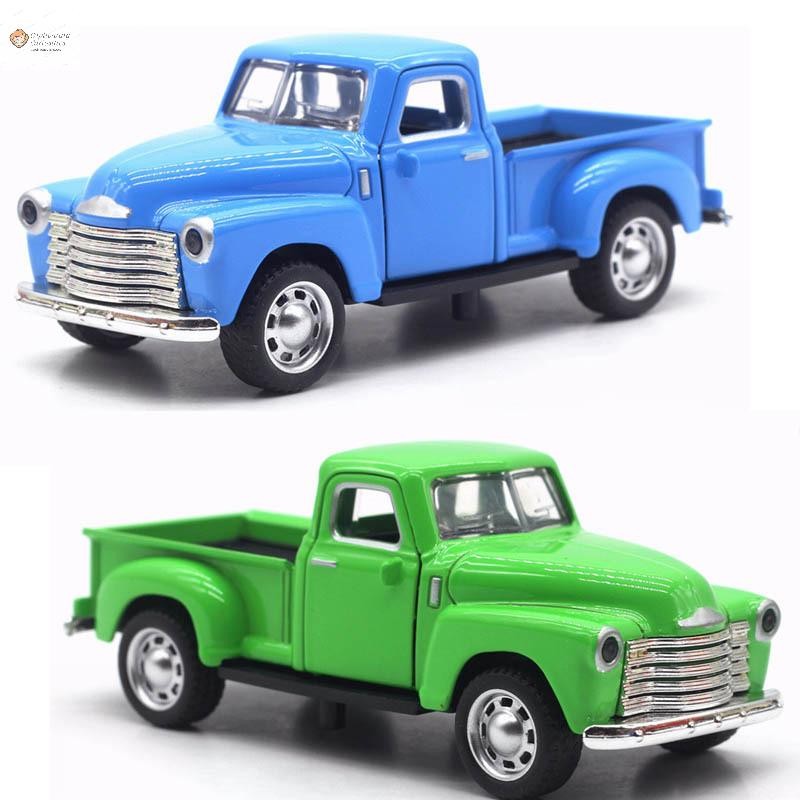 Cod 1:32 Classic Rustic Vintage Alloy Pickup Truck Vintage Pull-Back Car Model Toys ใหม่