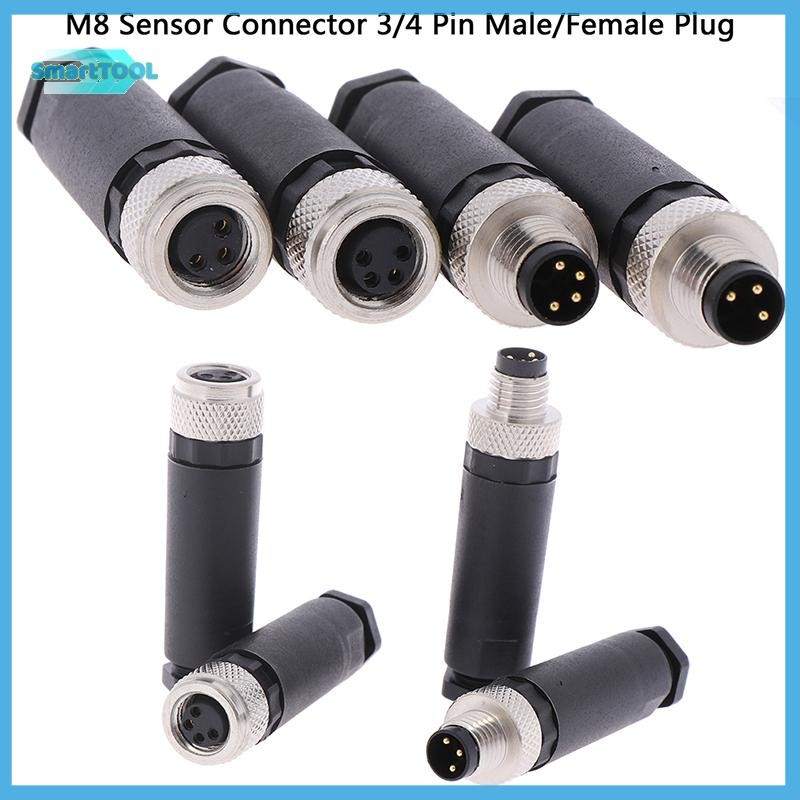 Utzn> 1 PC M8 Sensor Connector 3/4 Pin ปลั๊กมุมตรงชาย/หญิงใหม่