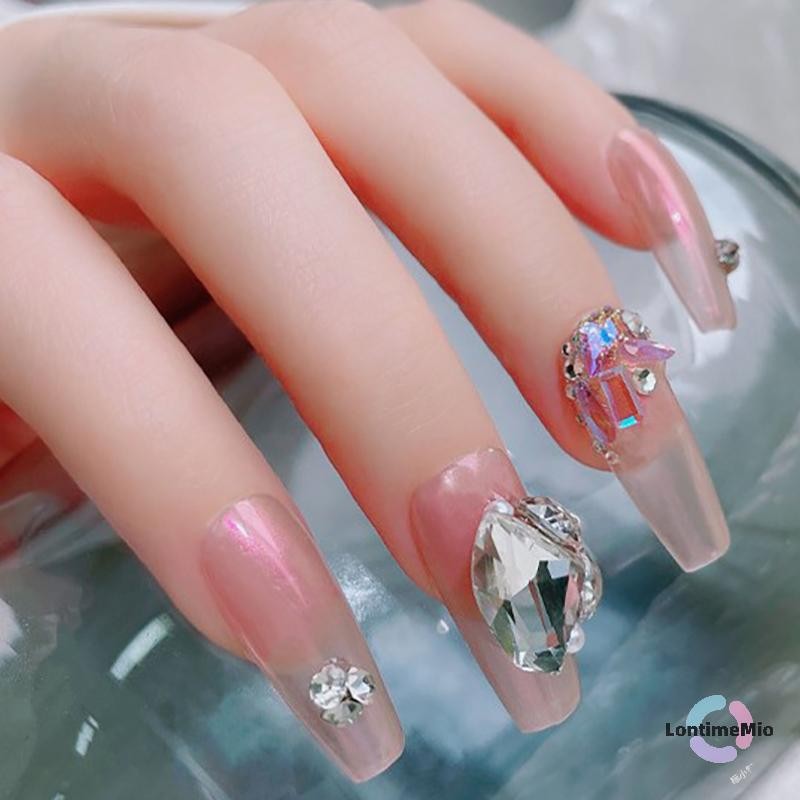Lontimemio] 10 ชิ้นสีขาว Th เล็บ Rhinestones จุดเพชรอุปกรณ์เสริมคริสตัล Love Shape Water Drop หินสําหรับ DIY เล็บตกแต่งใหม่