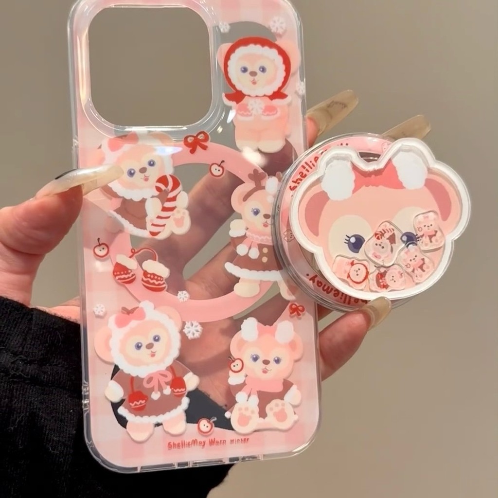 Llv คริสต์มาสขาตั้งแม่เหล็กเคสโทรศัพท์เหมาะสําหรับ iPhone16 15 14 13 11 12Promax 11Promax 12Pro 14plus 15Promax กรณี GLLV
