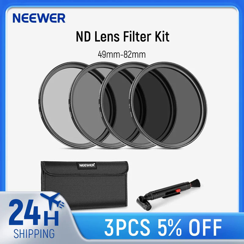 NEEWER ND Lens Filter Kit: ND2 ND4 ND8 ND16, Lens Cleaning Pen, Filter Pouch Neutral Density Filter 