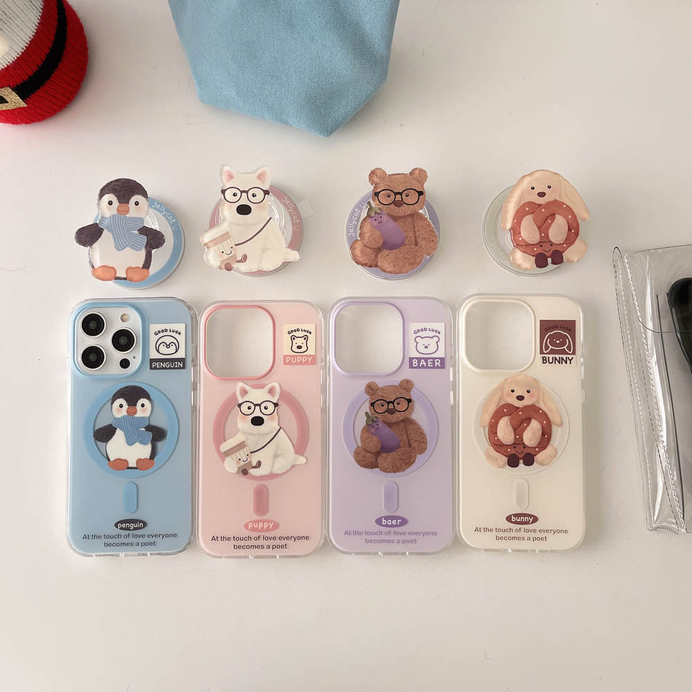 ปลอกปกแข็งเข้ากันได้กับiphone 13 13Pro 13ProMax 14 14Pro 14ProMax 15 15Pro 15ProMax 16 16Pro 16ProMax Jellycatรูปแบบแม่เหล็กกรณี