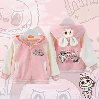 เสื้อกันหนาวเด็กมีฮู้ด แบบหนา ขนมิ้น กระเป๋าหน้า ลายน่ารัก รุ่น4106