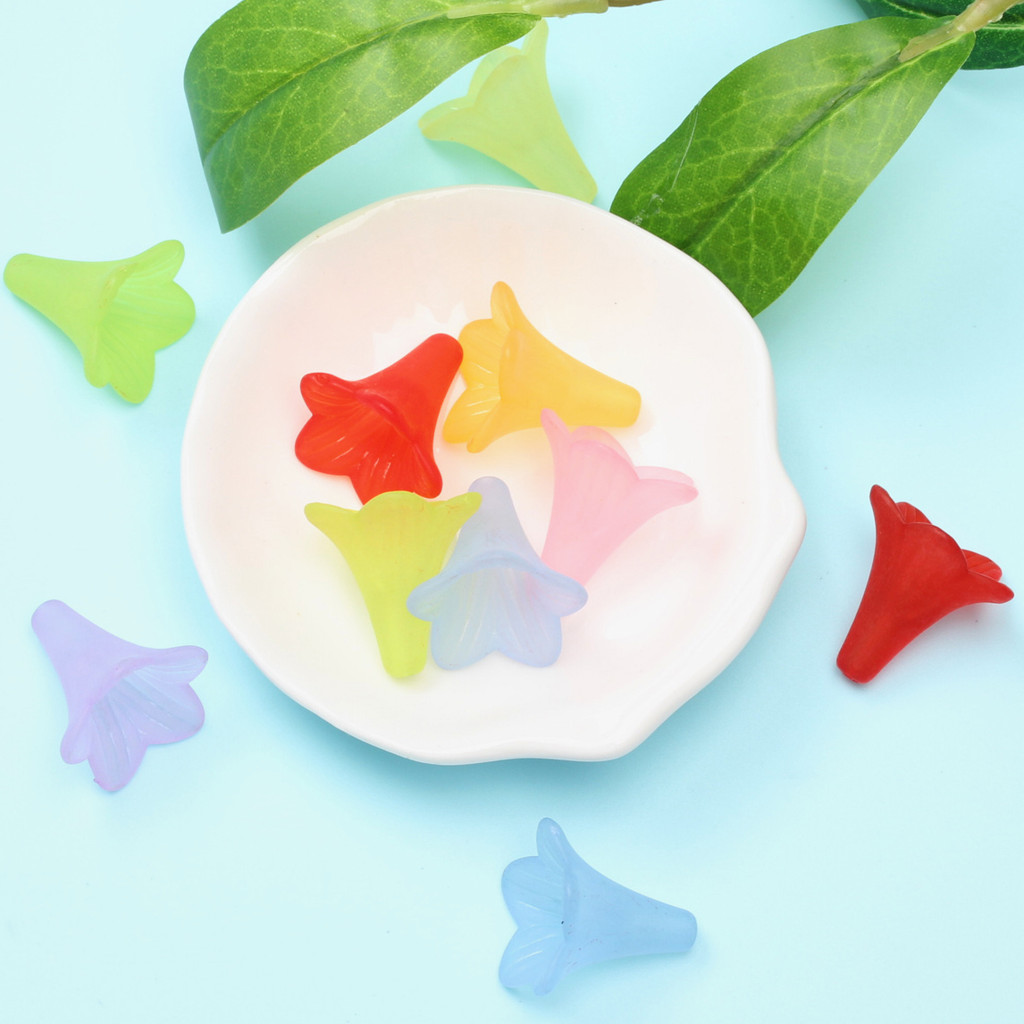 10 ชิ้น/50 ชิ้นแฟชั่นอะคริลิค Morning Glory ดอกไม้หลวมลูกปัด DIY เครื่องประดับวัสดุพวงกุญแจทํา