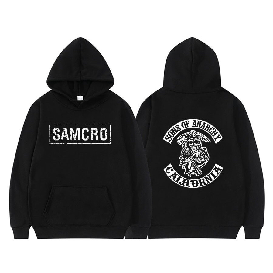 เสื้อกันหนาว มีฮู้ด พิมพ์ลาย Sons Of Anarchy Samcro แบบสองด้าน สําหรับผู้ชาย M-3XL