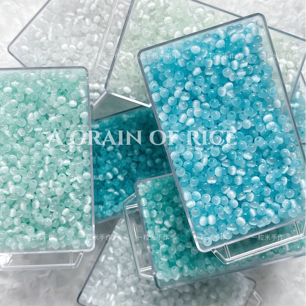 4mm ซูเปอร์น่ารักมาการองลูกอมสีแปรงตาแมวลูกปัดข้าวลูกปัดหลวม DIY มือลูกปัดสร้อยคอสร้อยข้อมือวัสดุ
