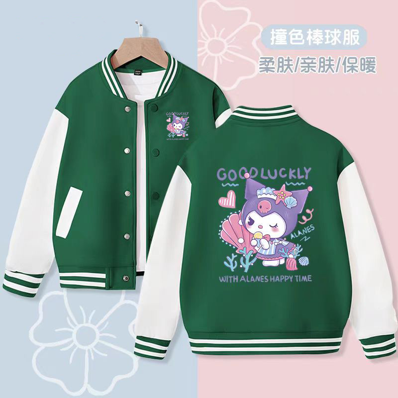 การ์ตูน คุโรมิ อะนิเมะพิมพ์ฤดูใบไม้ร่วง/ฤดูหนาวขนาดใหญ่หลวมเสื้อคู่ด้านบนหลวมอเนกประสงค์แจ็คเก็ตเบสบอลผู้หญิง