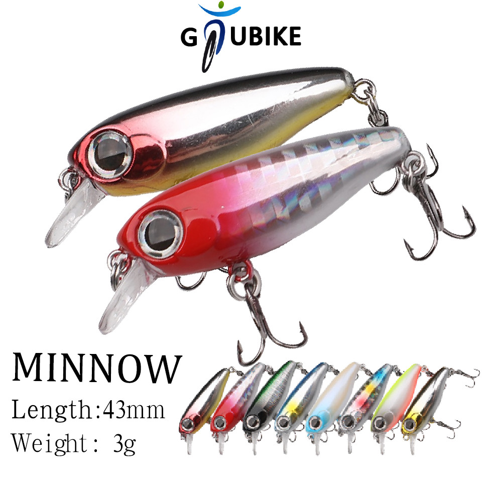 Gtubike 1 ชิ้น 43 มิลลิเมตร/3 กรัม Minnow Fishing Lure Sinking 3D Eyes Hard เหยื่อตกปลา Pike ปลาเทราท์