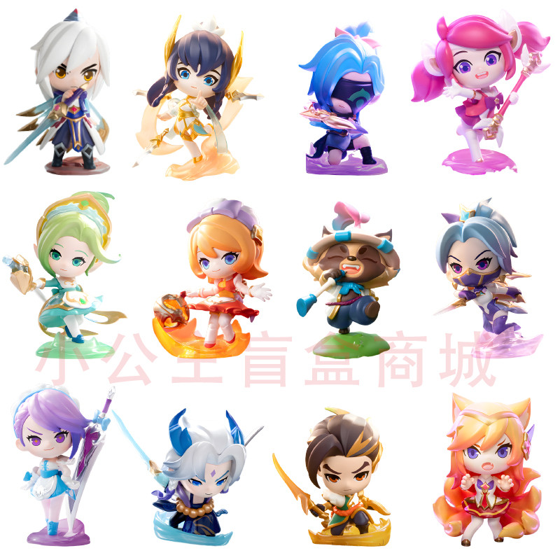 Pop Mart LOL League of Legends รุ่น Q พลั่วสีทอง Battle Little Hero Mystery กล่องรูปอินเทรนด์เครื่องประดับของขวัญ