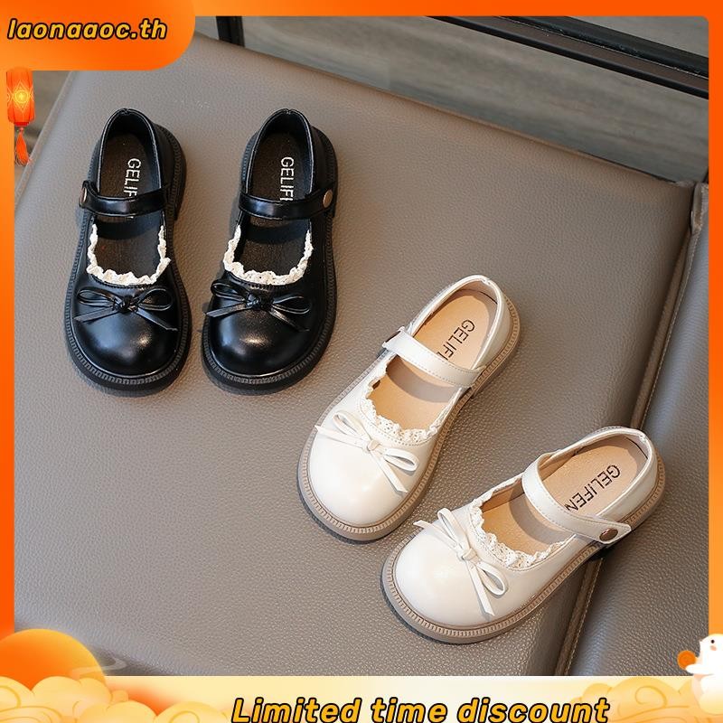 สาวเจ้าหญิงรองเท้าหนังสีดําโลลิต้าเด็กแฟลตหวานเด็กสาเหตุรองเท้าโรงเรียนด้านล่างนุ่มอเนกประสงค์