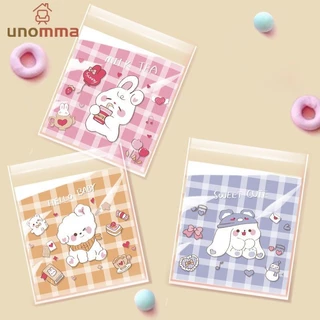 🎈100pcs ถุงฝากาวใส่คุกกี้ ถุงกาวตนเอง ถุงบรรจุภัณฑ์การ์ตูน น่ารักมาก!! unomma