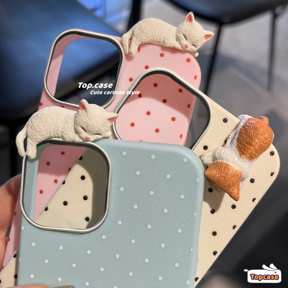 SAMSUNG สําหรับsamsung S24 S23 A22 A21 S20FE Plus Ultra A11 A21s A73 A72 น่ารัก 3Dแมวธรรมดาหนังรูปแบบชุบเลนส์กรอบเคสโทรศัพท์ปกอ่อน