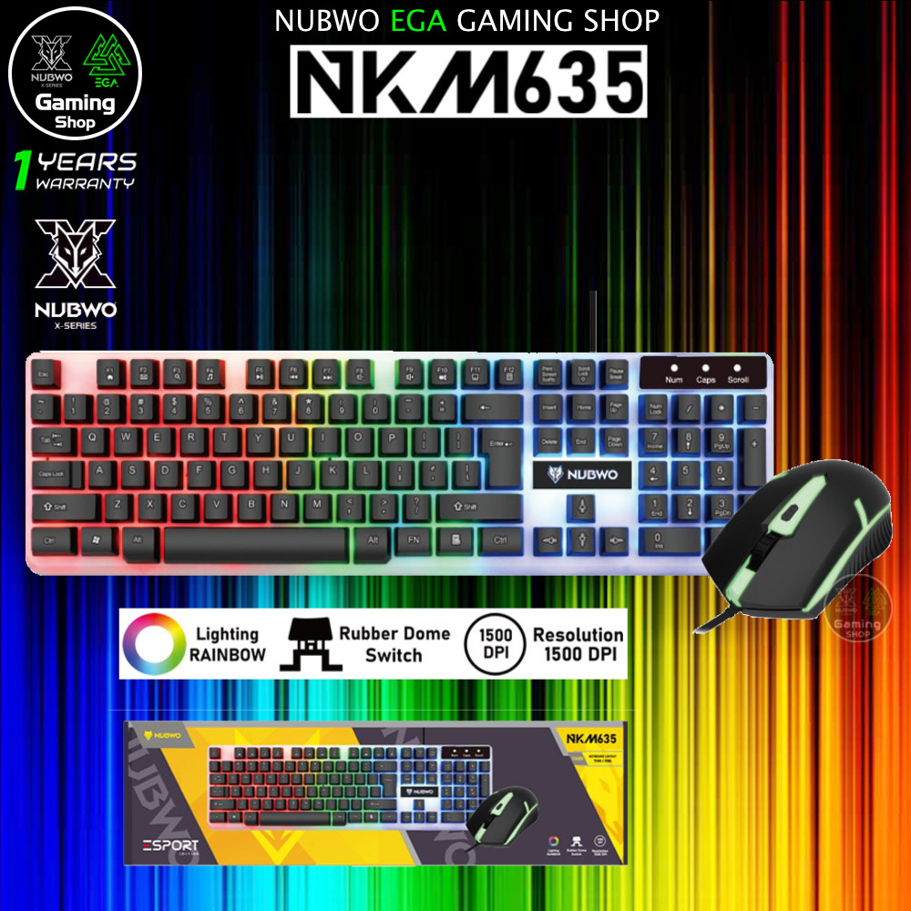 🎮 GAMING NUBWO NKM635 Keyboard + Mouse คีย์บอร์ด + เม้าส์ 2in1 มีไฟ NKM-635