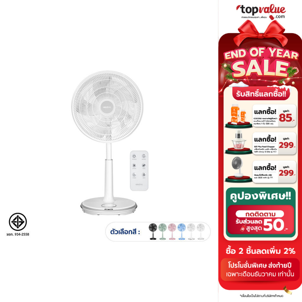[ทักแชทรับโค้ด] Alectric Smart Slide Fan Remote พัดลมสไลด์ 16 นิ้ว รุ่น RF2 (OF-2) - รับประกัน 3 ป-
