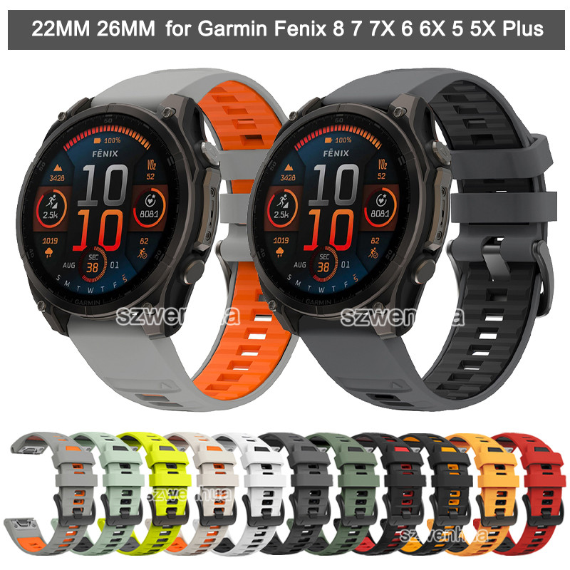 Quick-release สายรัด 22 มม.26 มม.ซิลิโคนสําหรับ Garmin Fenix 8 47 มม.51 มม.Fenix 7 7X 6 6X 5 5X