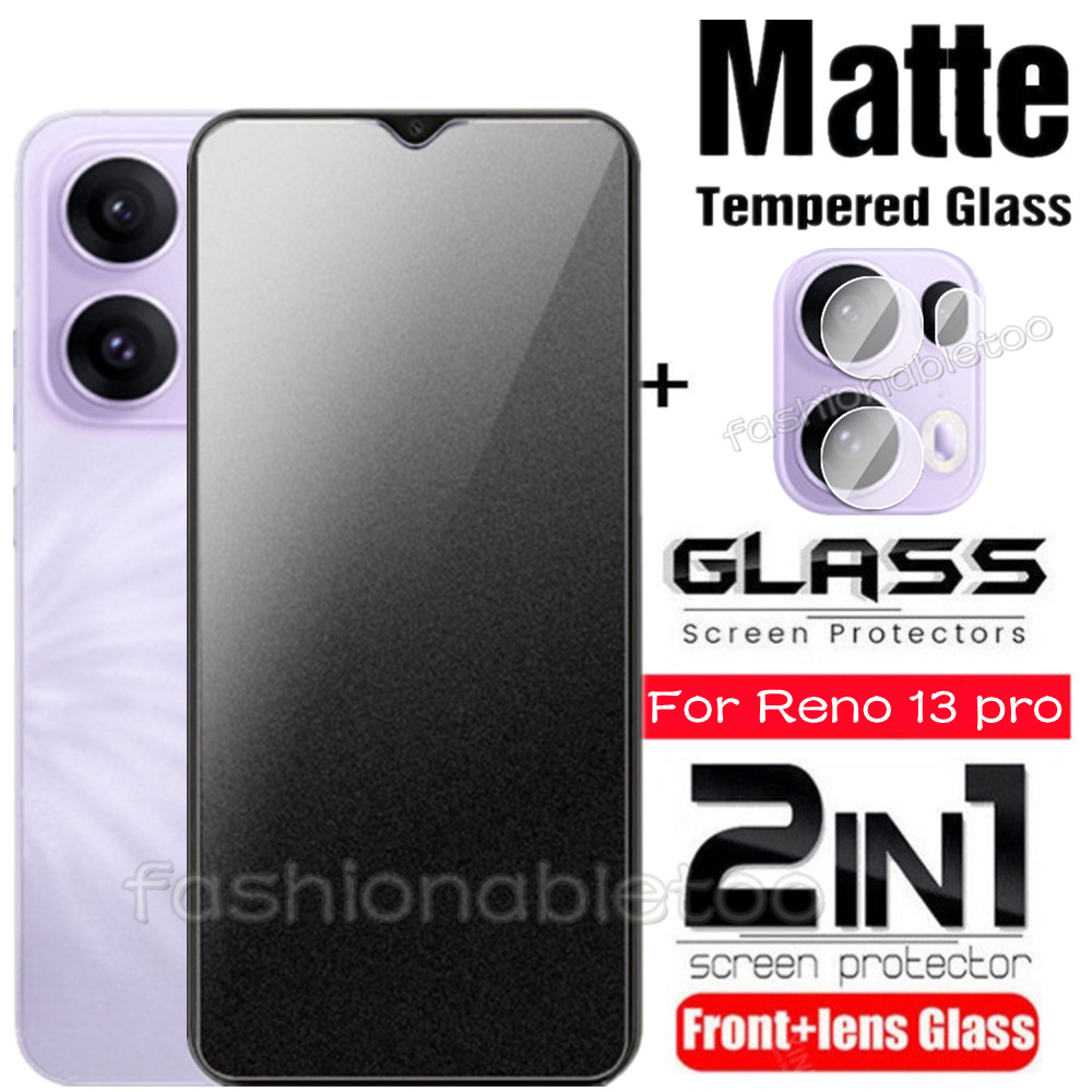 9h Matte Screen Protector กระจกนิรภัยสําหรับ Oppo Reno 13 pro 13pro 13 F 13F 1 3 Reno13 pro Reno13pro Reno13F Anti ลายนิ้วมือคลุมทั้งหมด Frosted ฟิล์มด้านหน้าด้านหลังกล้องเลนส์ฟิล์ม
