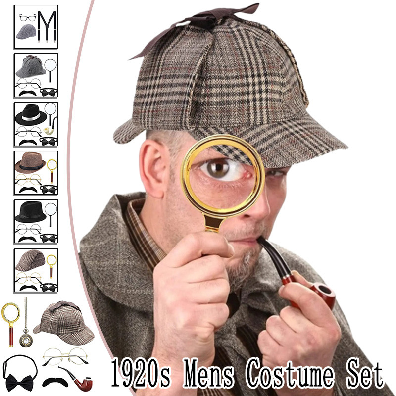 1920s Retro Hat Men Dress Up Dance Party Sherlock Holmes Detective Suit