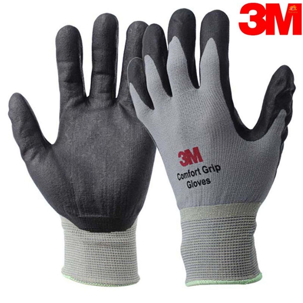 3m 1 คู่ Comfort Grip ถุงมือไนไตรล์ยางถุงมือป้องกันตัดถุงมือทํางานยืด Fit คุณภาพสูงเคลือบการใช้งานทั่วไปขนาด L