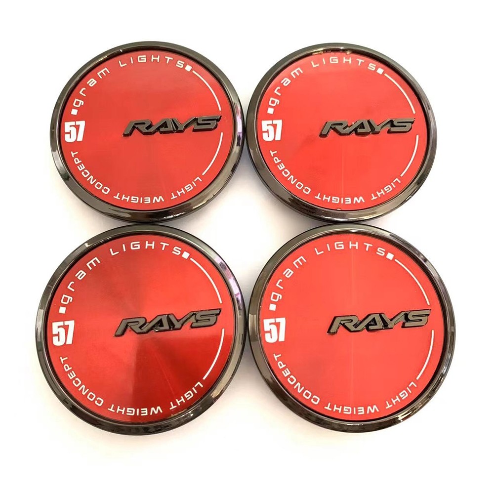 4pcs 66 มม.ล้อสีดําสําหรับ RAYS โลโก้ล้อขอบ Hub Caps ฝุ่น-Proof Cover Fit สําหรับ G025 G16 57G GT090