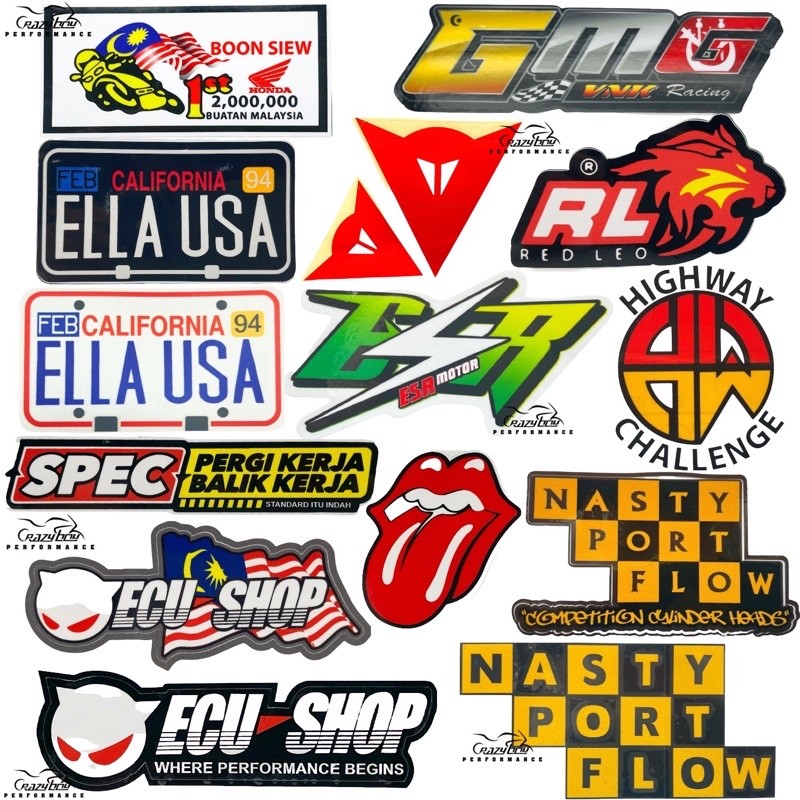 SH1 มอเตอร์สติ๊กเกอร์ HIGHWAY CHALLENGE/NASTY PORT FLOW/DAINESE/GMG VNK RACING/ESR MOTOR/RED LEO/ELL