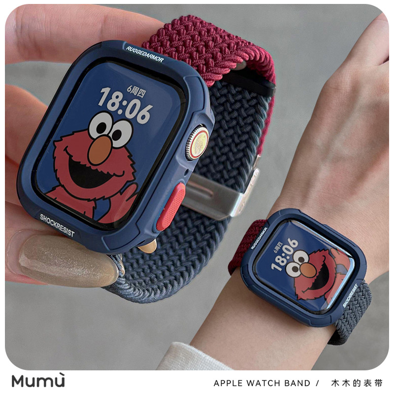 สายถักไนลอน + TPU เกราะสําหรับ Apple Watch Ultra 11/10 46มม. 42มม. 9/8/7/4/5/6 49มม. 45มม./44มม. 41/40มม.