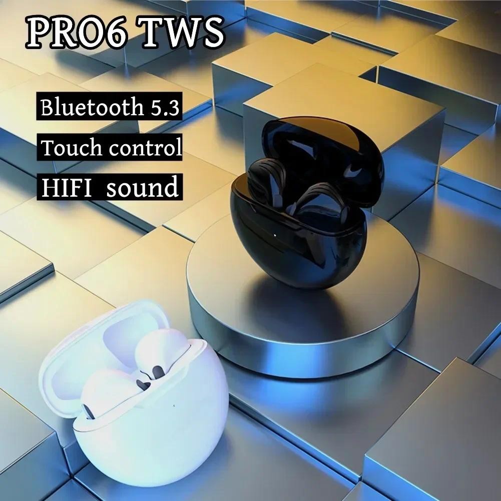 Pro 6 TWS หูฟังไร้สายพร้อมไมโครโฟน Fone หูฟังบลูทูธกีฬาชุดหูฟังสําหรับวิ่งสําหรับ Apple iPhone Xiaom