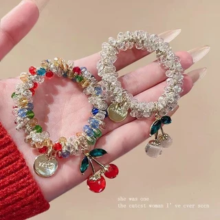 คริสตัลเชอร์รี่แหวนผมเรียบง่าย คู่สร้อยข้อมือ