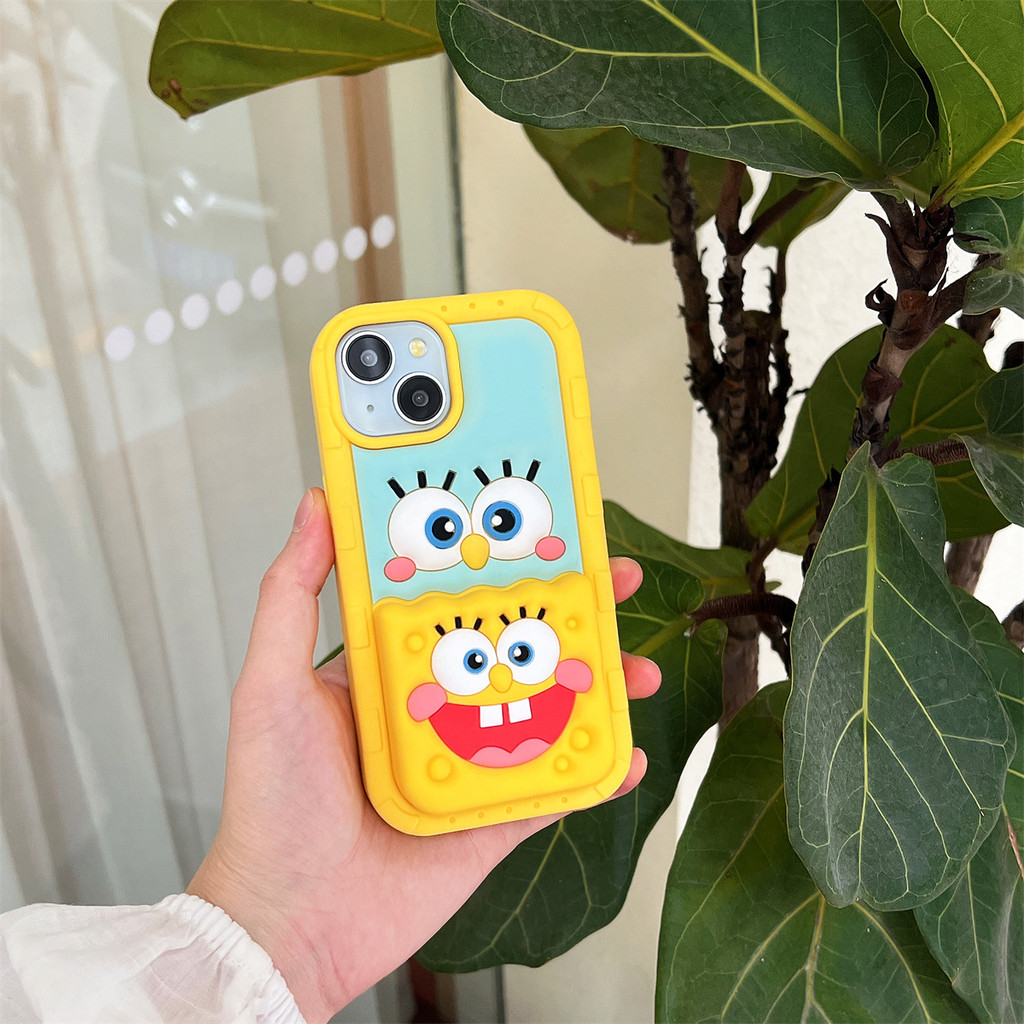 ซิลิโคนDrop Resistance Soft Shell Bracket SpongeBob SquarePants IphoneสําหรับIPhone 16 ProMax 15 ProMax 15Plus 13 12 11 14ProMaxกรณี - รูปที่ 7