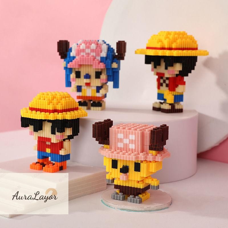 [AuraLayor] One Piece Connection Building Blocks Luffy Chopper Model Small Particle Building Blocks 