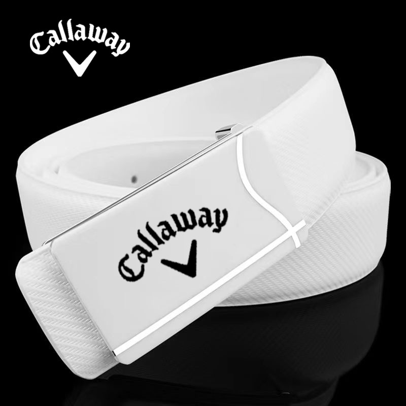 เข็มขัดกอล์ฟสีขาวหัวเข็มขัดเรียบแฟชั่นทนทานง่ายกอล์ฟกีฬาเข็มขัดเข็มขัดกอล์ฟสีขาว