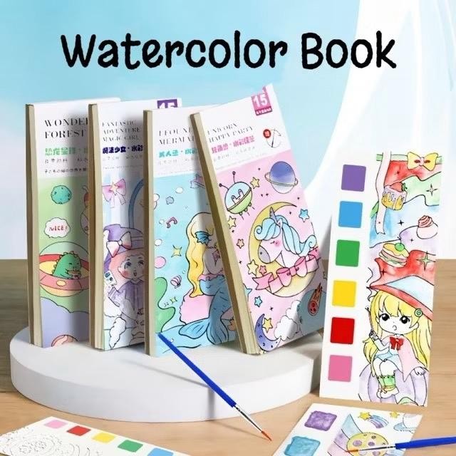 (PG) DIY WATERCOLOR PAINTING PACKAGE SET CHILDRENS PAINTING TOOLS PAINTING COLORING BOOK