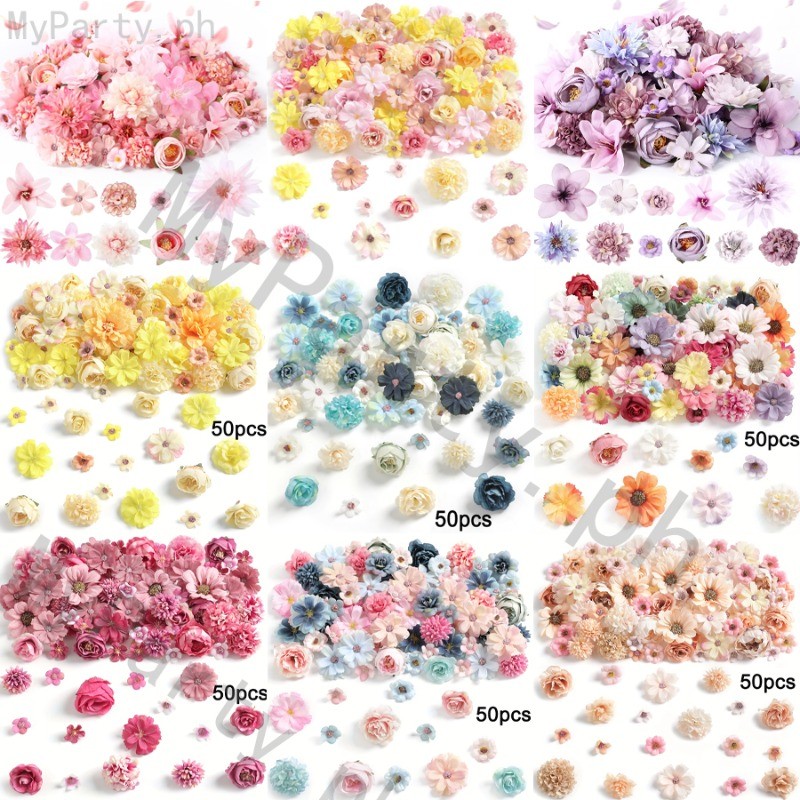 20/50ชิ้นผสมสี หัวดอกไม้ประดิษฐ์ขนาดเล็ก มินิโบตั๋นปลอมเดซี่ กุหลาบ สําหรับหัตถกรรม พวงมาลัยแต่งงาน DIY ตกแต่งบ้าน