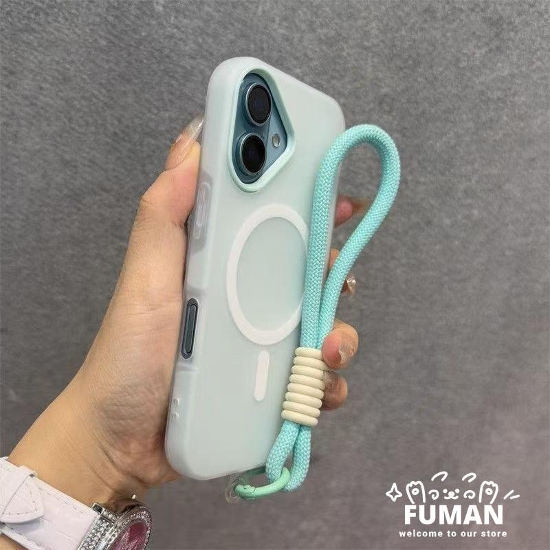 สําหรับ Vivo V40 V30 V29 Lite V27 V23 Y17s Y28 Y36i Y16 T2 Pro 5G 4G ใหม่แม่เหล็ก Frosted เคสโทรศัพท์สีลูกกวาดปลอกสั้น Lanyard 2 ใน 1 กันกระแทก Hard ฝาหลัง