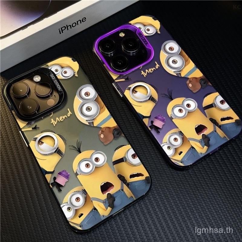 เคสโทรศัพท์แบบเต็มหน้าจอ มินเนียนแอบมอง สร้างสรรค์การ์ตูน รุ่นใหม่ เข้ากันได้กับ iPhone 11 12 13 14 15 16 Pro Max 15 Pro Max 14 Pro Max 13 Pro Max 11 Pro Max 12 Pro XS XR เคสซิลิโคนกันกระแทก