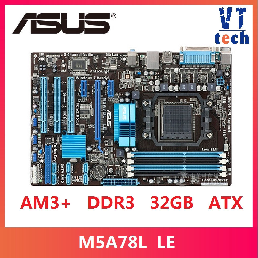 เมนบอร์ดเดสก์ท็อป Asus M5A78L LE Socket 760G AM3 AM3+ DDR3 32G สำหรับ FXPhenom II Athlon II Sempron 