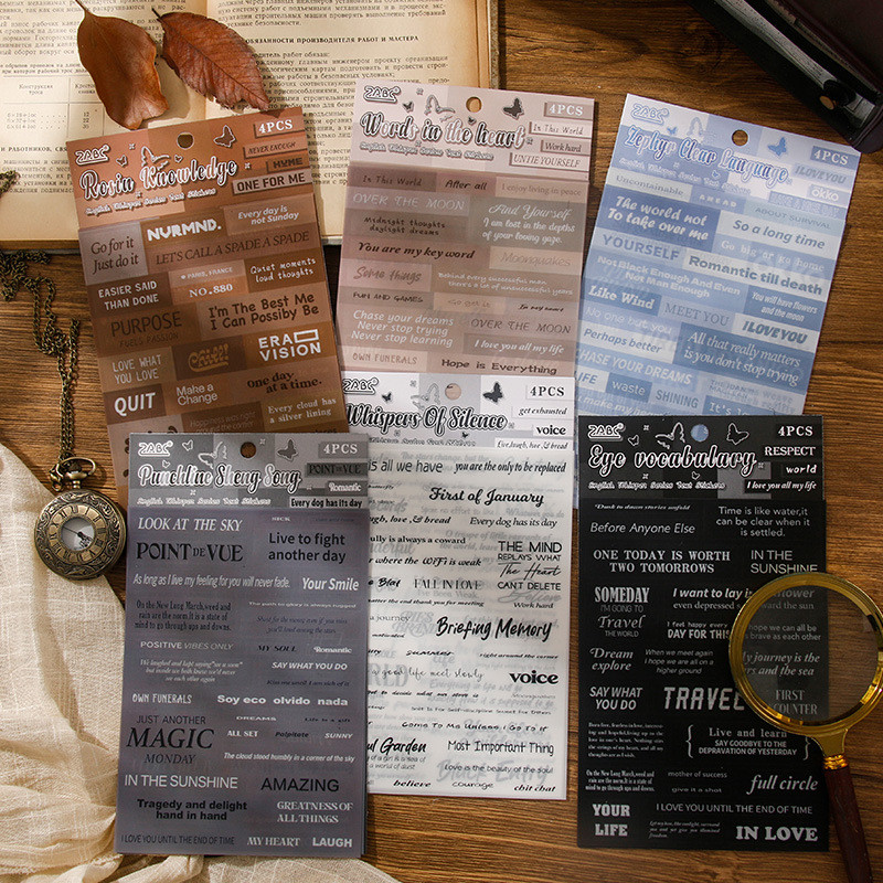 Journamm 4 แผ่นสติกเกอร์คําคมสําหรับ Journaling Scrapbooking อุปกรณ์คํา Phes สติกเกอร์สําหรับ Junk J