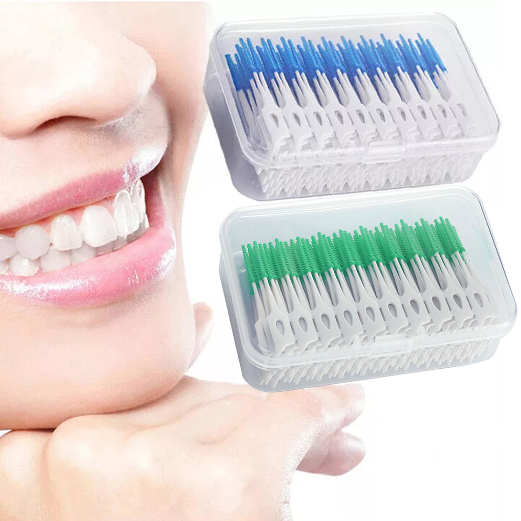 Brighthor200 ชิ้น/กล่องพลาสติกสีเขียวInterdentalซิลิโคนแปรงทันตกรรมไม้จิ้มฟันเกลียวเครื่องมือทําความสะอาดช่องปาก